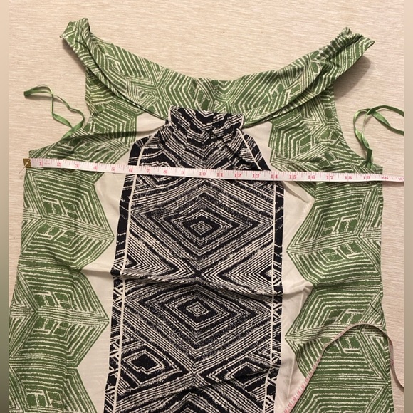 Banana Republic 100% Silk Green and Black Sleeveless Dress Size Large - Picture 5 of 8